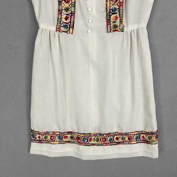 Vintage Gay Gibson Dress Women Petite Small White Embroidered Mod Boho 60s Retro - Picture 4 of 12